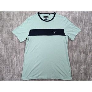BARBOUR T Shirt Mens Medium Tailored Fit Short Sleeve Crew Neck Seafoam Navy